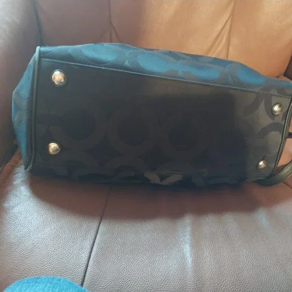 Coach Taylor OP Art Satchel Handbag Double Handle Black Purse - Picture 4 of 9